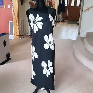 Black and white floral print dress size 12 by S.L Fashions.